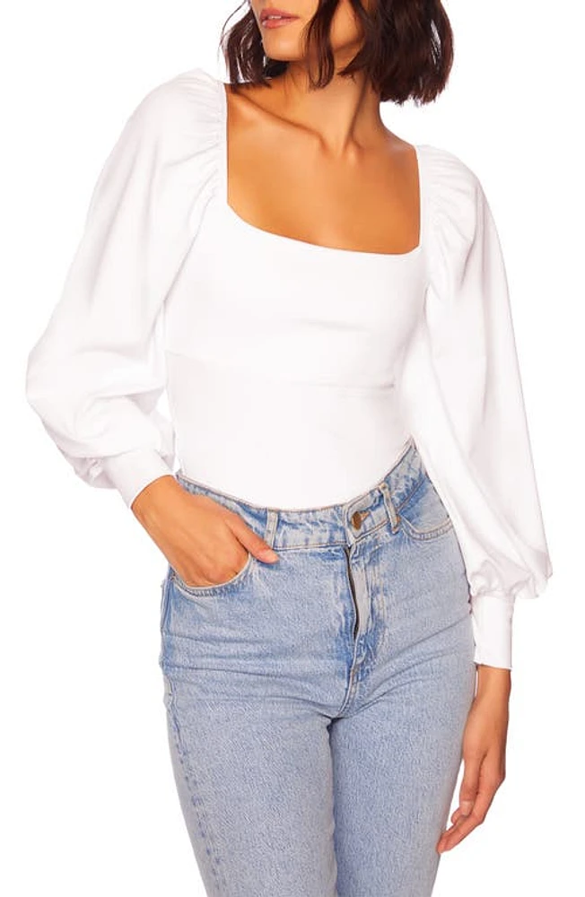 Susana Monaco Square Neck Balloon Sleeve Top Sugar at Nordstrom,