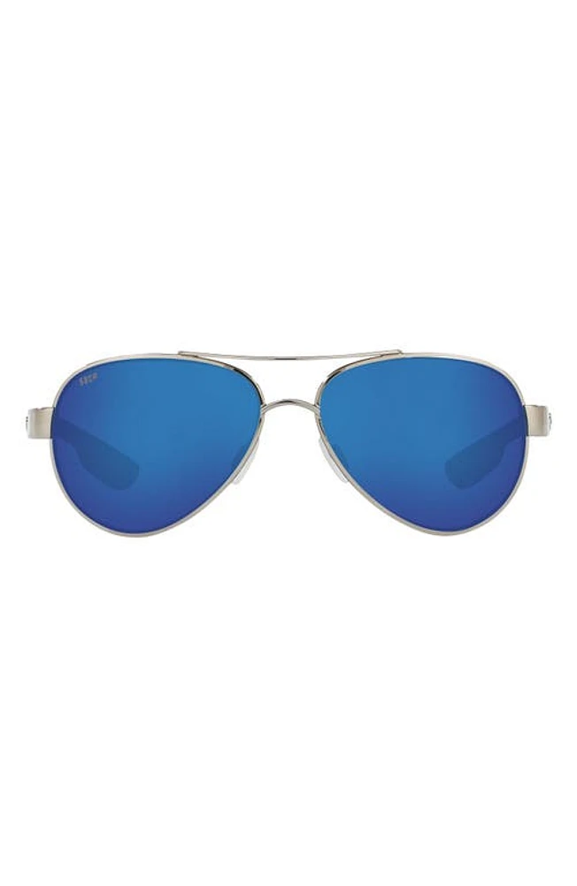 Costa Del Mar Loreto 56mm Mirrored Polarized Aviator Sunglasses in Grey White at Nordstrom