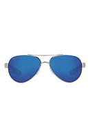 Costa Del Mar Loreto 56mm Mirrored Polarized Aviator Sunglasses in Grey White at Nordstrom