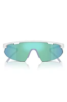 Scuderia Ferrari 141mm Irregular Shield Sunglasses in Opal Grey at Nordstrom