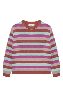 Peek Aren'T You Curious Kids' Metallic Stripe Cotton Sweater Purple at Nordstrom,