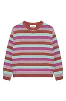 Peek Aren'T You Curious Kids' Metallic Stripe Cotton Sweater Purple at Nordstrom,