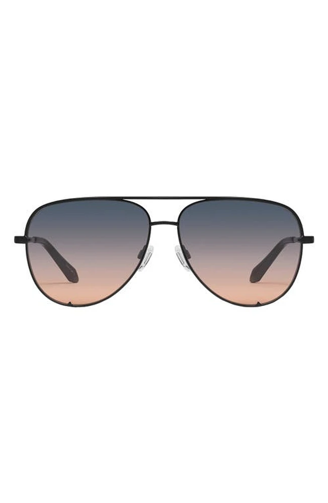 Quay Australia High Key 55mm Aviator Sunglasses in Black /Smoke To Coral at Nordstrom