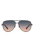 Quay Australia High Key 55mm Aviator Sunglasses in Black /Smoke To Coral at Nordstrom