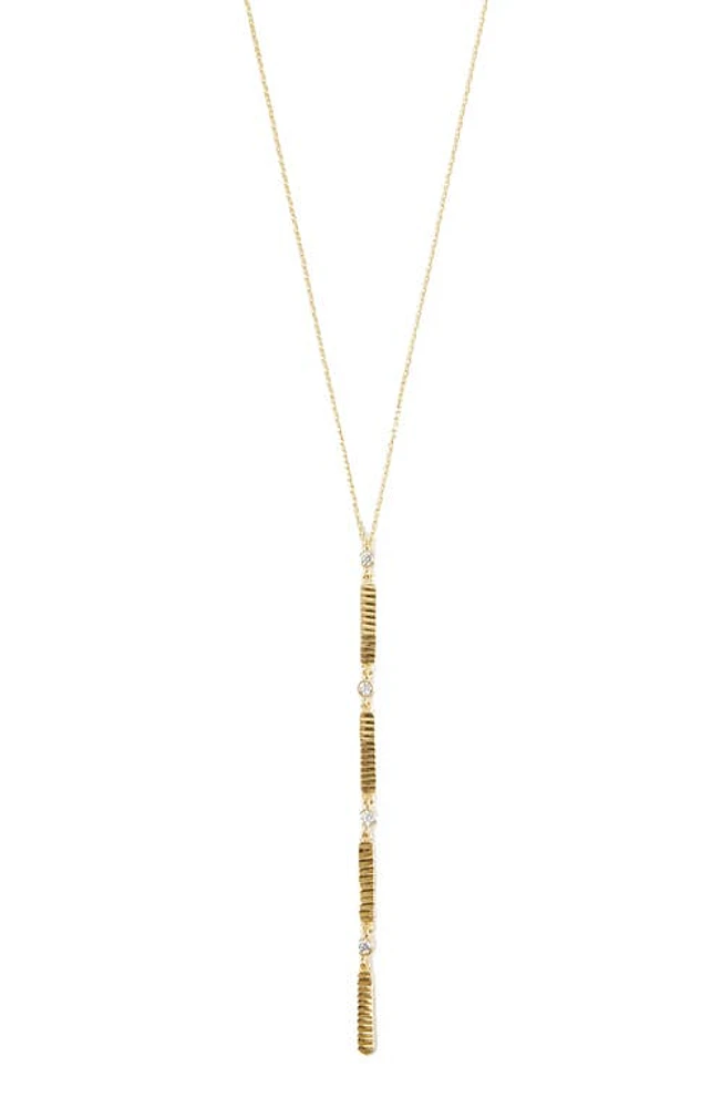 Argento Vivo Sterling Silver Diamond Cut Cubic Zirconia Y-Necklace in Gold at Nordstrom