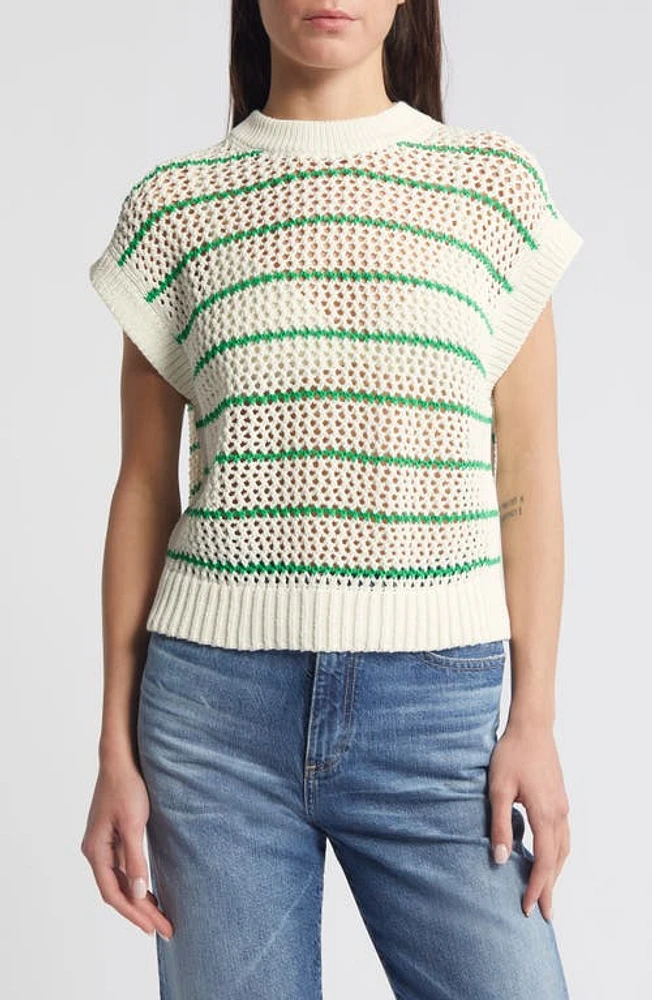 Madewell Stripe Open Stitch Sweater Spring Green at Nordstrom,