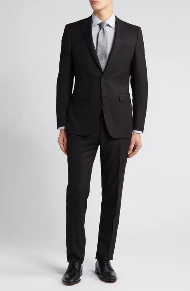 Canali Milano Trim Fit Solid Black Wool Suit at Nordstrom, Us