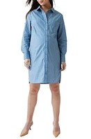 Ingrid & Isabel Stripe Long Sleeve Cotton Poplin Maternity Shirtdress Blue/White at Nordstrom,