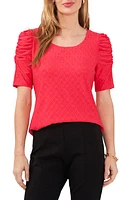 Chaus Eyelet Ruched Sleeve Knit Top at Nordstrom,