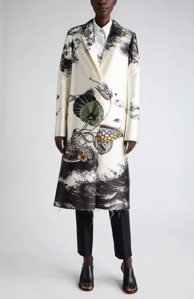 Jason Wu Collection Placed Print Wool Blend Coat Pearl Multi at Nordstrom,