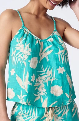 PJ Salvage Tahitian Tropics Cotton Gauze Camisole Sea Green at Nordstrom,