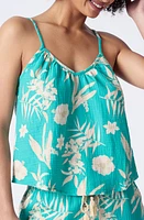 PJ Salvage Tahitian Tropics Cotton Gauze Camisole Sea Green at Nordstrom,