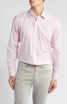 Peter Millar Renato Microcheck Button-Up Shirt Spring Blossom at Nordstrom,