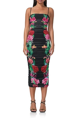 AFRM Hazel Print Ruched Mesh Midi Dress at Nordstrom,