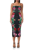 AFRM Hazel Print Ruched Mesh Midi Dress at Nordstrom,