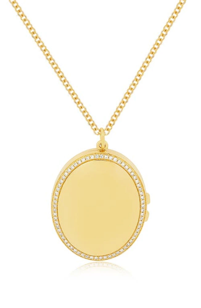 EF Collection Diamond Oval Locket Necklace in 14K Yellow Gold at Nordstrom, Size 16