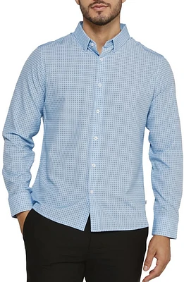 7 Diamonds Cyril Medallion Print Performance Button-Up Shirt Light Blue at Nordstrom,