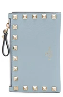 Valentino Garavani Rockstud Leather Bifold Wallet in Blue Porcellana at Nordstrom