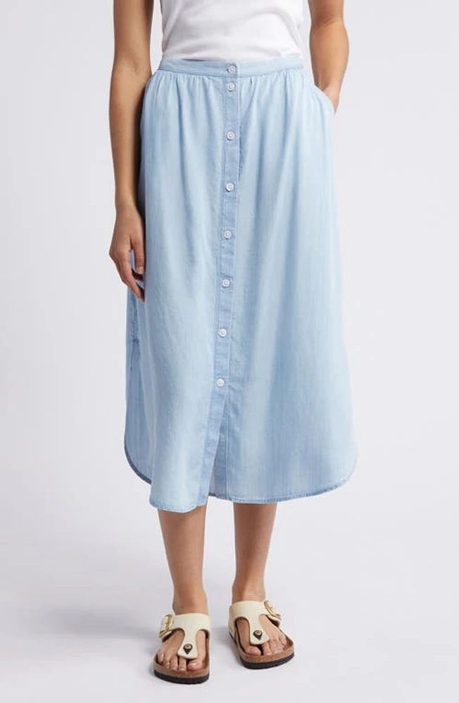 caslon(r) Button Front Chambray Skirt Wash at Nordstrom,