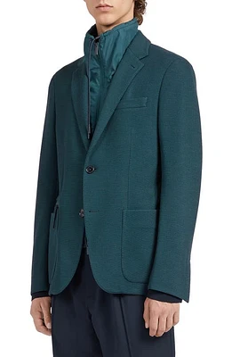 ZEGNA High Performance Wool Jersey Jacket with Removable Technical Bib in Md Blu Sld at Nordstrom, Size 46 Us