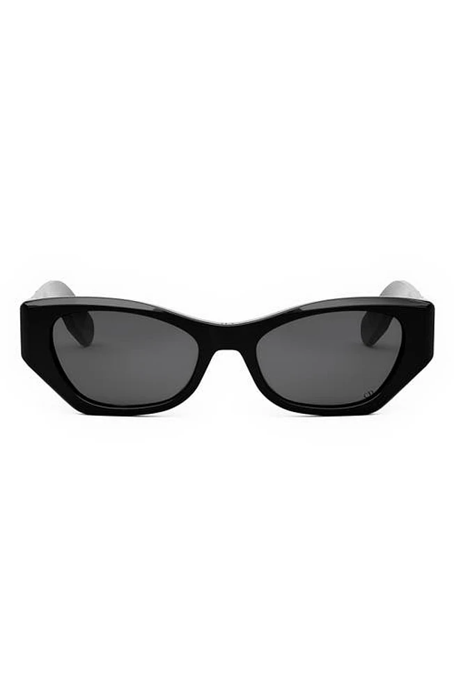 DIOR Lady 95.22 B1I 53mm Butterfly Sunglasses in Shiny Black /Smoke at Nordstrom