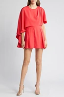 Black Halo Rayna Drape Romper Hot Coral at Nordstrom,