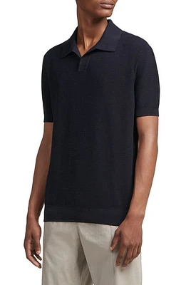 ZEGNA Waffle Knit Premium Cotton Polo Sweater Navy at Nordstrom, Us