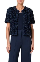 Akris punto Laser Cut 3D Petal Short Sleeve Crop Jacket Ink at Nordstrom,