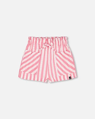 Deux Par Deux Little Girl's Striped Seersucker Short Bubble Gum Pink in Bubble Gum Pink Stripe at Nordstrom