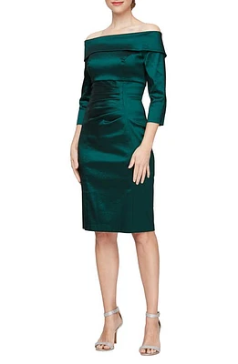 Alex Evenings Off the Shoulder Sheath Cocktail Dress Emerald Green at Nordstrom,