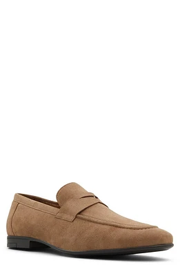 ALDO Wakith Suede Apron Toe Penny Loafer Dark Beige at Nordstrom,