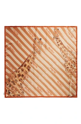 Max Mara Print Silk Scarf in Rust Giraffe at Nordstrom