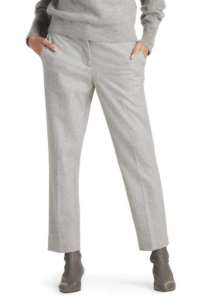 St. John Collection Melange Stretch Wool Flannel Pants Light Heather Gray at Nordstrom,