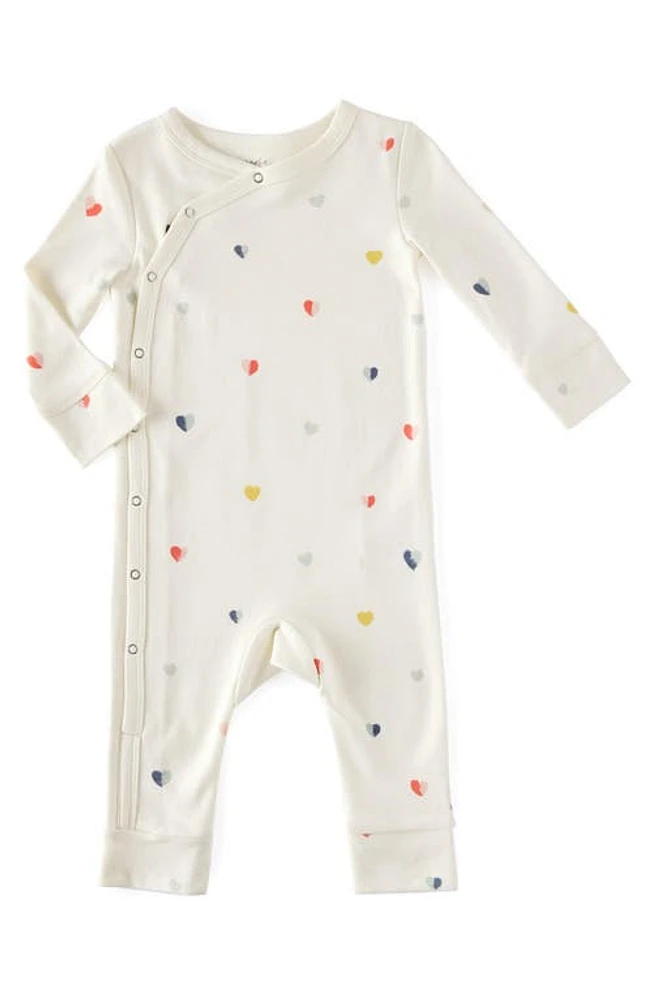 Pehr Heart Print Organic Cotton Romper in Beige at Nordstrom