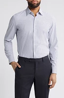 BOSS Hank Slim Fit Stripe Stretch Dress Shirt Navy at Nordstrom,