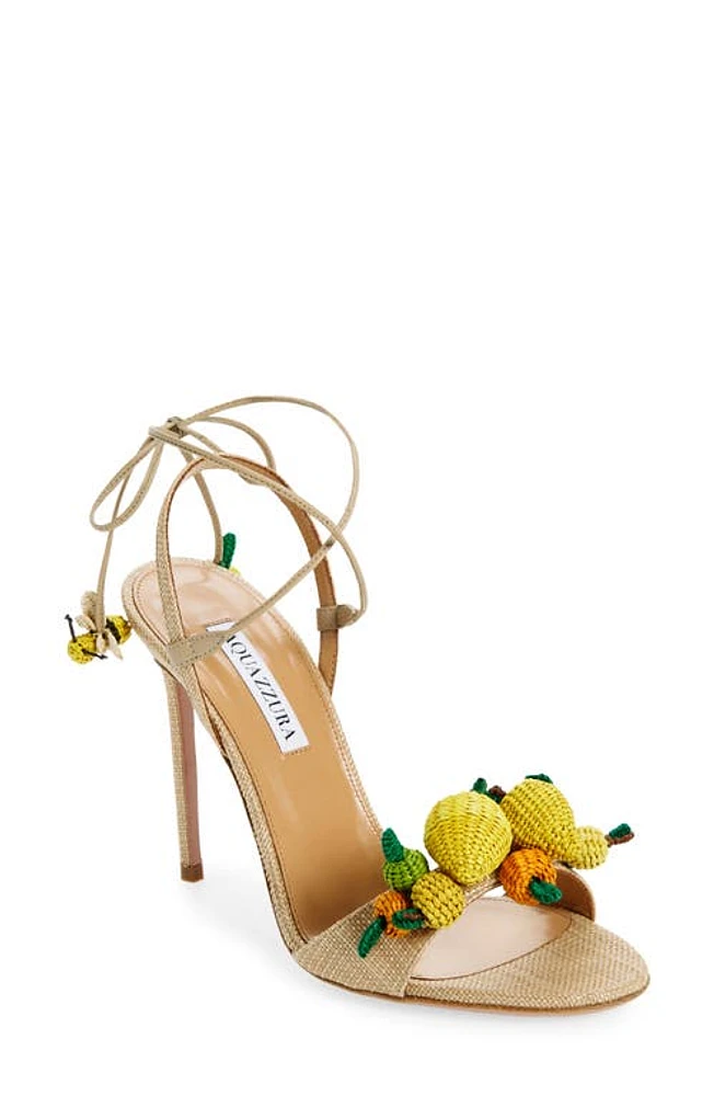 Aquazzura Citrus Punch Ankle Strap Sandal Natural/Yellow at Nordstrom,