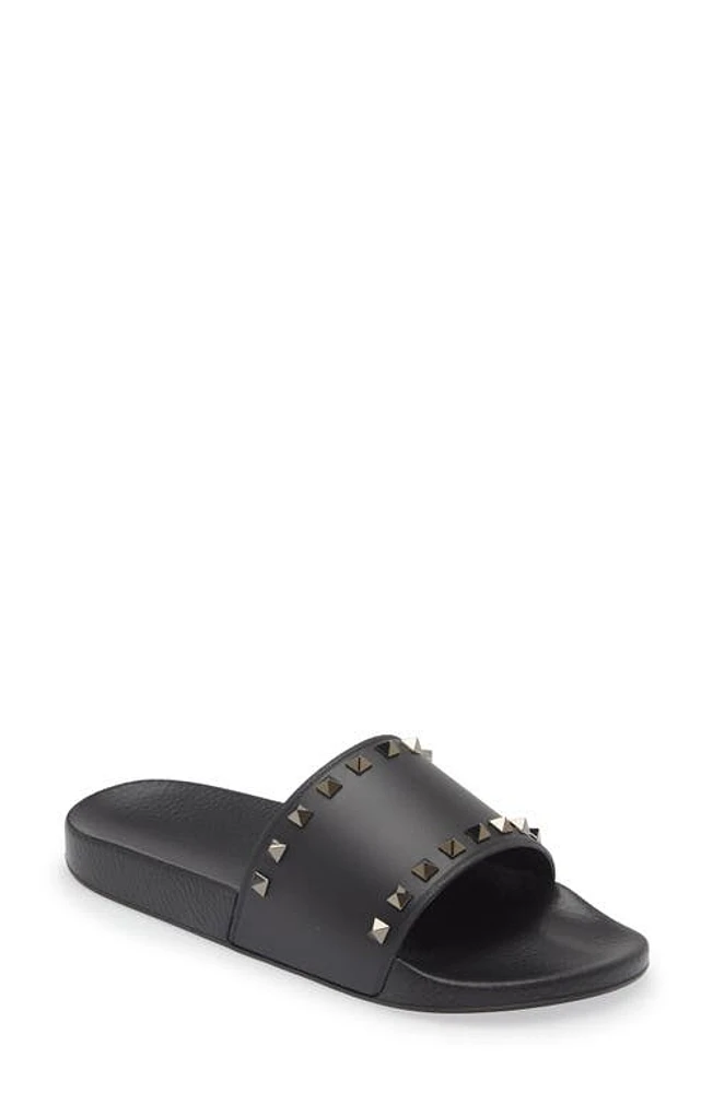 Valentino Garavani Summer Rockstud Slide Sandal 0No - Nero/Al Campione at Nordstrom,