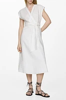 MANGO Nanda Tie Waist Linen Dress at Nordstrom