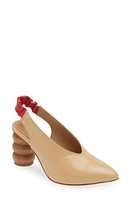 SHEKUDO Leather Slingback Pump Beige And Red at Nordstrom,