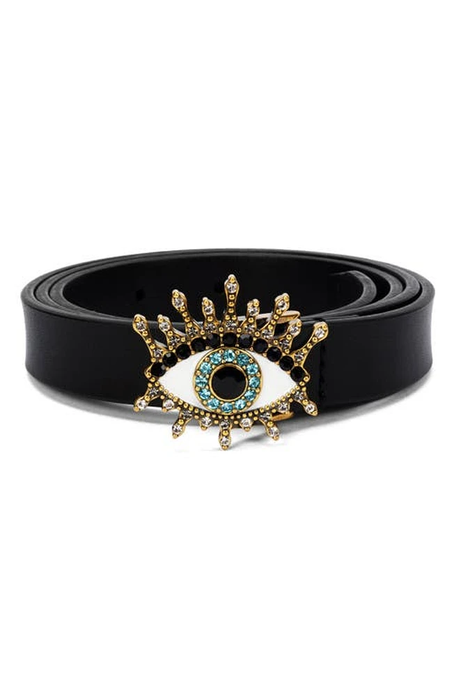 Kurt Geiger London Evil Eye Leather Belt Brass at Nordstrom,