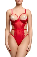 Von Follies By Dita Teese Madame XXX Strappy Open Cup Underwire Teddy at Nordstrom,