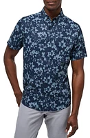 TravisMathew Bombadier Floral Short Sleeve Button-Up Shirt Total Eclipse at Nordstrom,