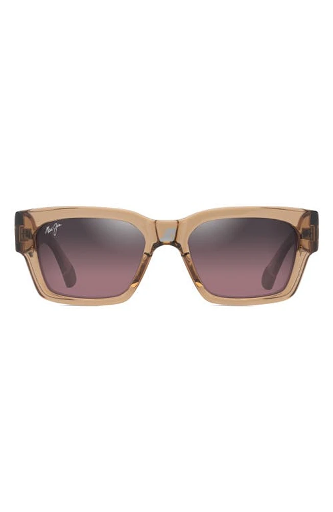 Maui Jim Kenui 53mm PolarizedPlus2 Square Sunglasses in Shiny Trans Light Brown at Nordstrom