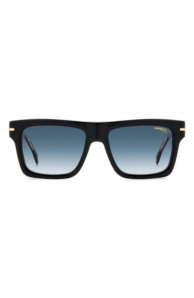 Carrera Eyewear 54mm Rectangular Sunglasses in Black/Blue Shaded at Nordstrom