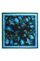 Dolce & Gabbana Floral Print Silk Twill Square Scarf in Black Print Blue at Nordstrom