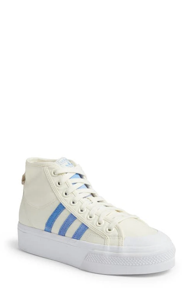 adidas Nizza Mid Platform High Top Sneaker White/Blue /White at Nordstrom,