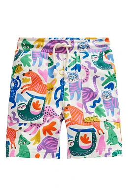 Mini Boden Kids' Safari Print Cotton Sweat Shorts Multi Friends at Nordstrom,