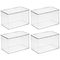 mDesign Plastic Home Office Storage Organizer Box with Hinged Lid, 4 Pack in Clear at Nordstrom