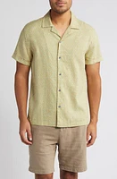 Rails Amalfi Geometric Print Short Sleeve Linen Blend Button-Up Shirt Painted Tile Matcha at Nordstrom,