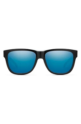 Smith Lowdown Slim 2 53mm ChromaPop Polarized Square Sunglasses in Black /Blue Mirror at Nordstrom